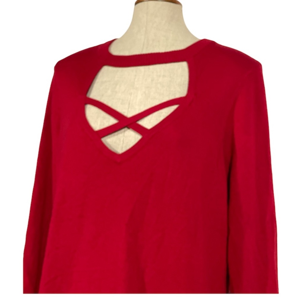 TORRID Strappy Cage Pullover Sweater in Jester Red - Picture 3 of 10